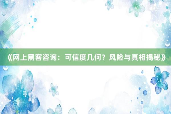 《网上黑客咨询：可信度几何？风险与真相揭秘》